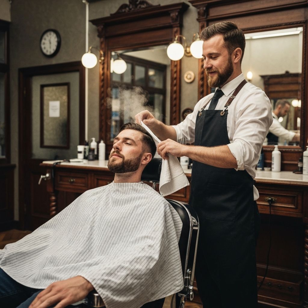 Afeitado clásico con toalla caliente